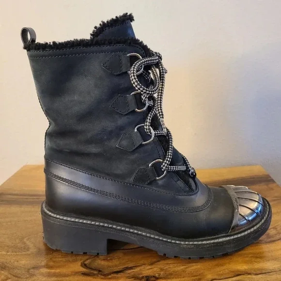Miu Miu Combat Leather Winter Boots - Picture 9 of 13